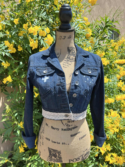 Rein in Your Fears Upcycled Cropped Denim Jacket