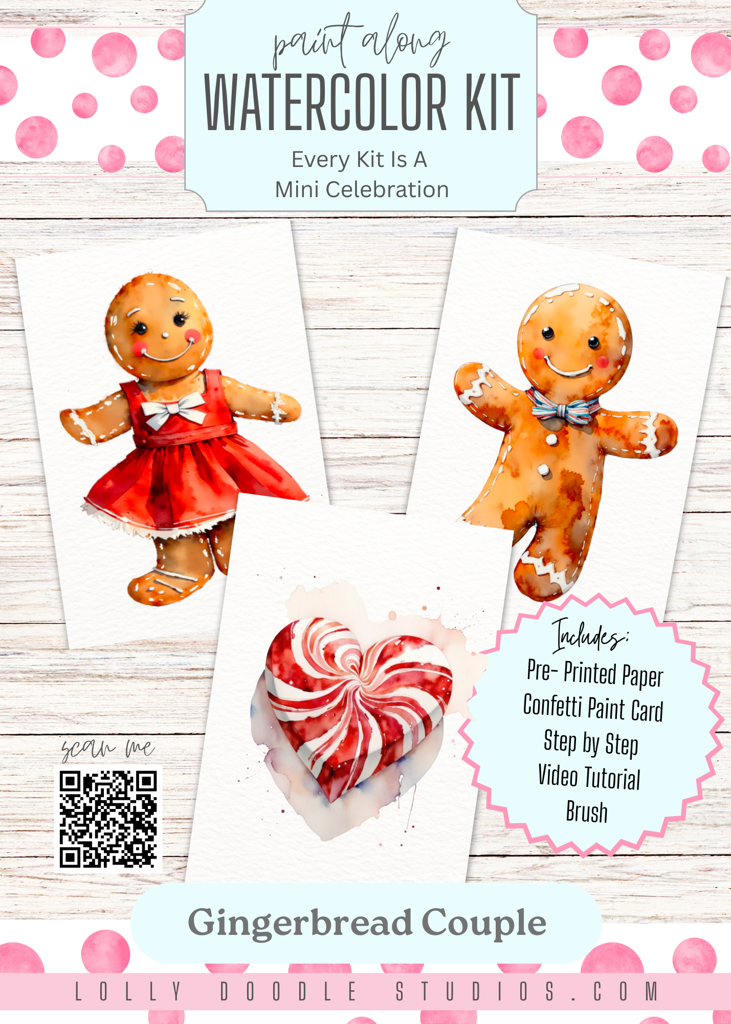 Gingerbread Couple Watercolor Paint Along Kit