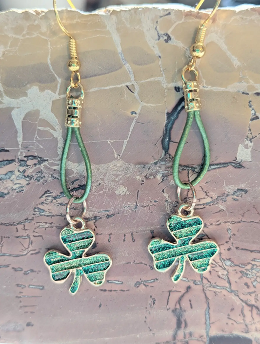 St. Patrick's Day Striped Shamrock Earrings