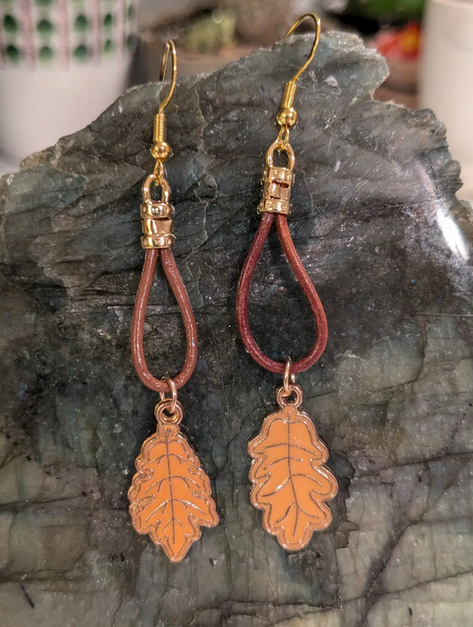 Golden Oak Leaf Fall Earrings